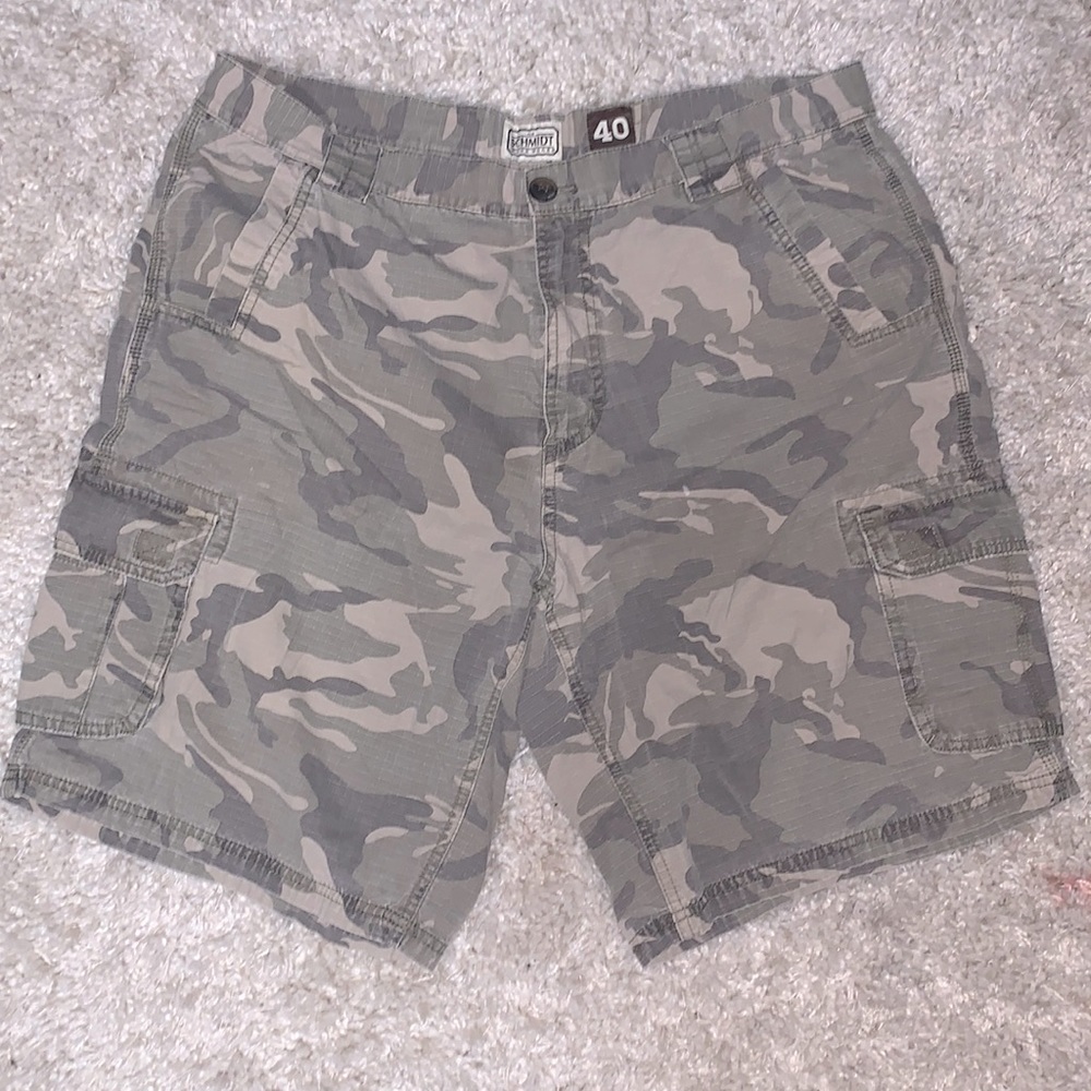 Mens Schmidt Work Wear Green camouflage cargo shorts